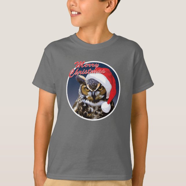 Coruja de Natal - Camisa T De Mãos Básicas Para Cr (Frente)