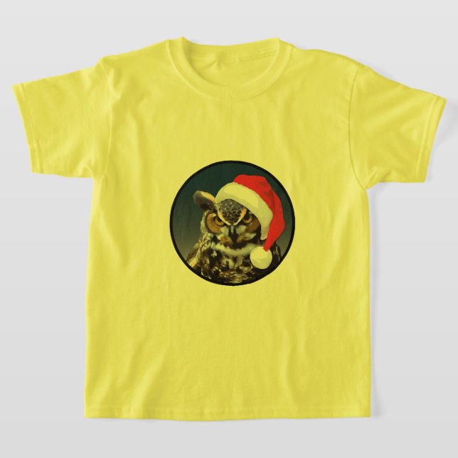 Coruja de Natal - Camiseta Básica para Crianças (Postura )