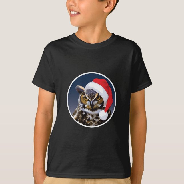 Coruja de Natal - Camiseta Básica para Crianças (Frente)