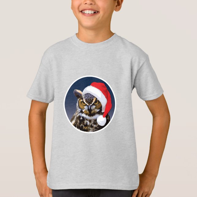 Coruja de Natal - Camiseta Básica para Crianças (Frente)