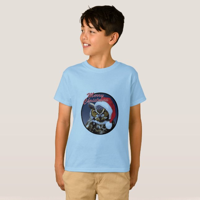 Coruja de Natal - Camiseta Básica para Crianças (Frente Completa)