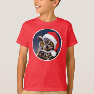 Coruja de Natal - Camiseta de Mão Básica para Cr