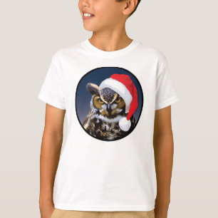 Coruja de Natal - Camiseta de Mão Básica para Cr