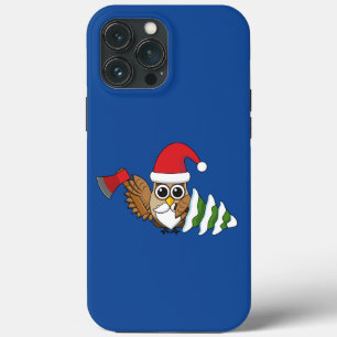 Coruja de Natal com Ax e Árvore de Pinheiro de Nev