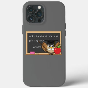 Coruja de Professores Bonita com Cartoon Apple