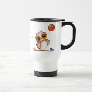 Coruja do bebê com a caneca de viagem customizáv