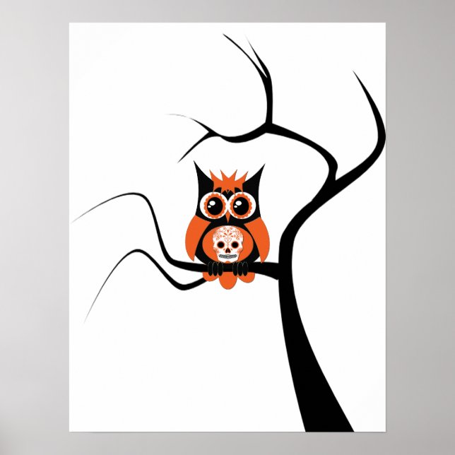 Coruja-do-crânio de açúcar laranja em Poster de ár (Frente)