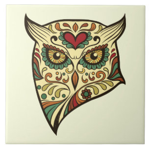 Coruja do crânio do açúcar - design do tatuagem