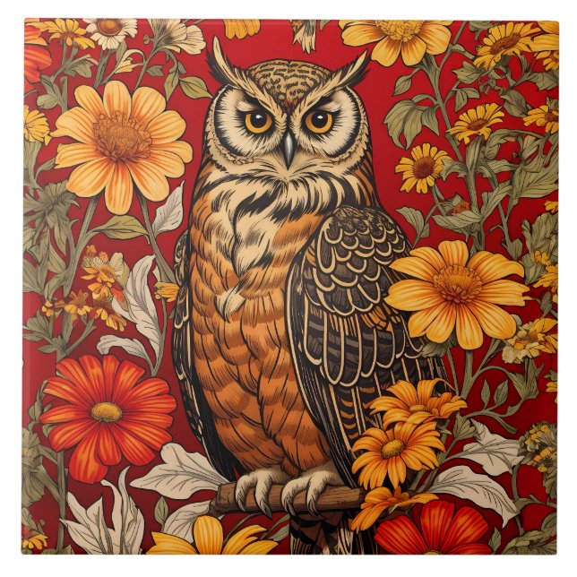 Coruja E Flores De Zinnia (Frente)