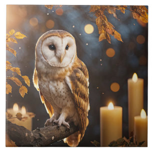 Coruja e Velas Místico Mágico Outono