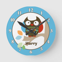 Coruja em Árvores - Relógio de Parede Personalizad