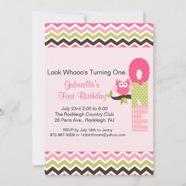 Coruja em Ramificação Transformando um Convite de  (Frente)