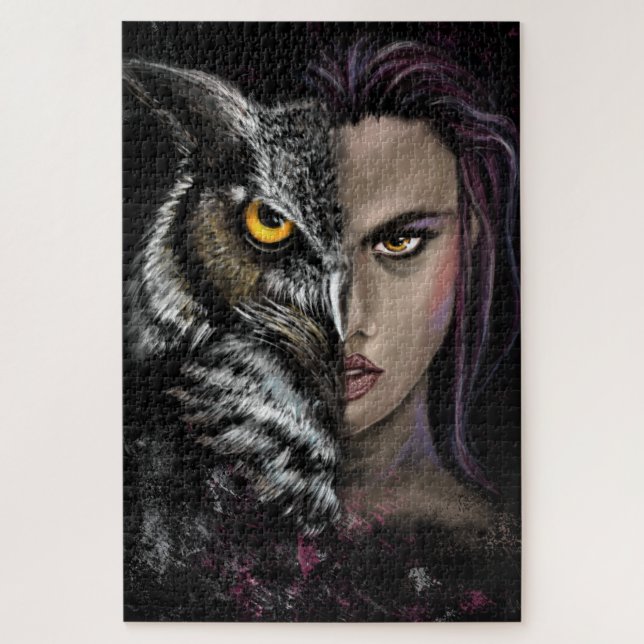 Coruja - Emoção - Quebra-cabeça de serra - Pintura (Vertical)