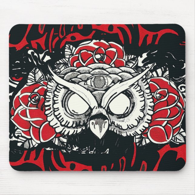 Coruja escura Mousepad (Frente)