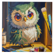 Coruja Fofa Traços de Acrílico e Espátula