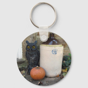 Coruja, Jug & Pumpkin Halloween Chaveiro