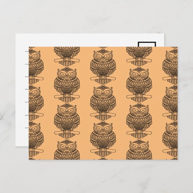 Coruja (laranja padrão) - Cartão postal (Frente/Verso)