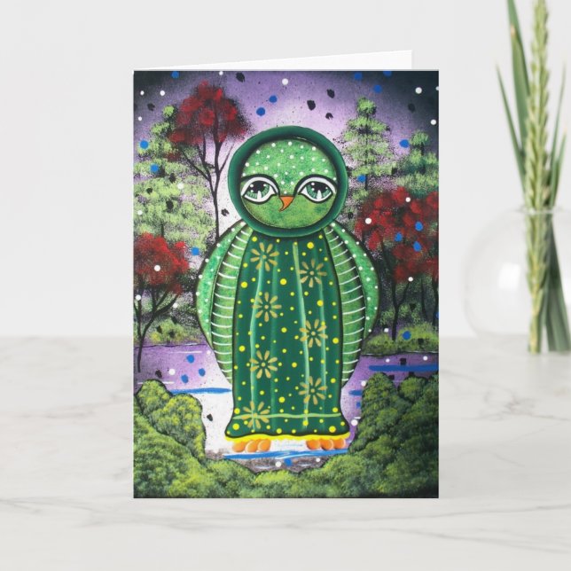 Coruja lunática da ARTE POPULAR Nigh pelo cartão (Frente)