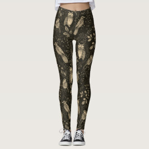 Coruja Nature Bird Art em Leggings Brown