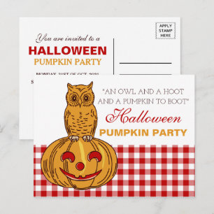 Coruja no Convite de festas Pumpkin Halloween Pump