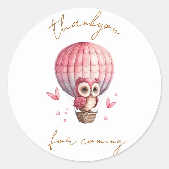 Coruja Obrigado Clássico Do Adesivo Redondo (Frente)