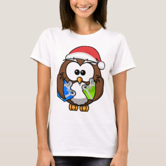 Coruja-papai noel das camisas do Natal T do Hoodie