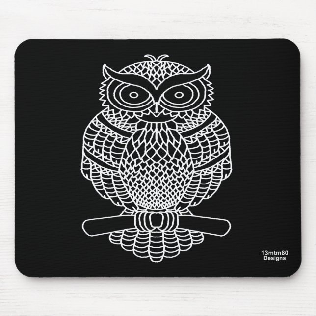 Coruja (preta única) - Mouse Pad (Frente)