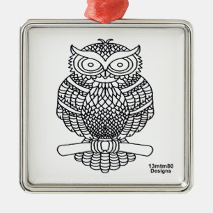 Coruja (quadrado branco) - Enfeite Premium