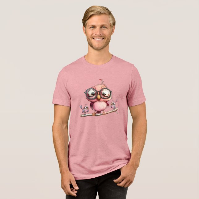 Coruja Rosa Fofa & Amigos Pássaros (Frente Completa)