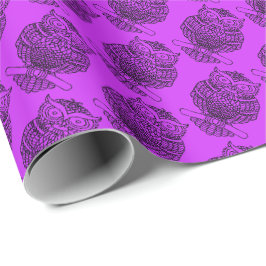 Coruja (roxo neon) - Papel de embrulho