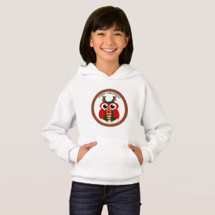 Coruja Santa Claus com um lenço vermelho e branco
