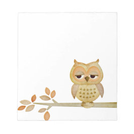 Coruja Sonolenta no Bloco de Notas de Árvore