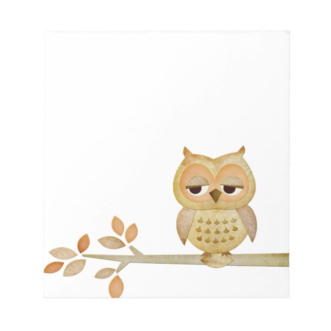 Coruja Sonolenta no Bloco de Notas de Árvore (Frente)