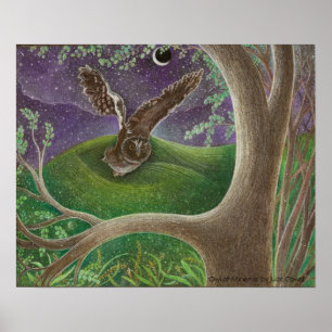 "Coruja uv matte do bronze do poster da arte de