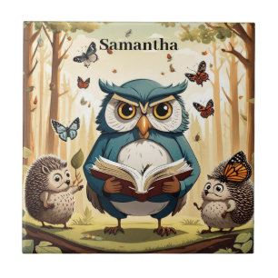 Coruja velha, borboletas, ouriços Nome editável