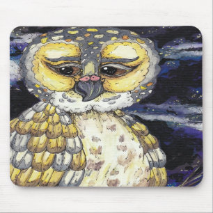 Coruja velha sábia Mousepad