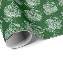 Coruja (verde escuro) - Papel de embrulho