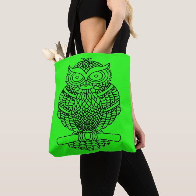 Coruja (verde neon) - Tote (Close Up)
