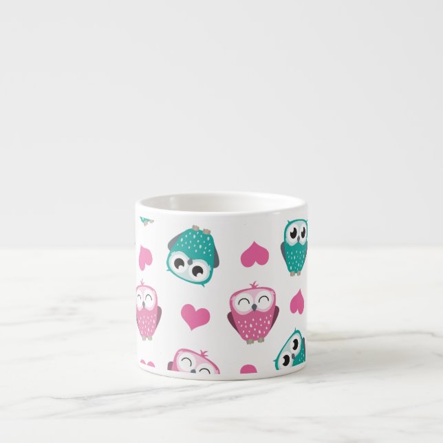 Corujas bonitos & caneca de Expresso dos corações (Frente)