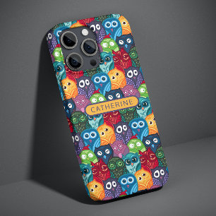 Corujas Caprichosas Coloridas Personalizadas Nome