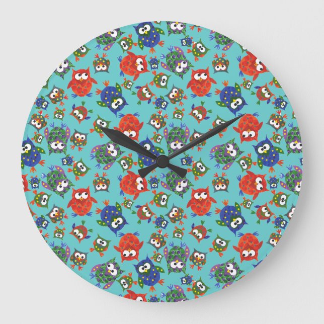 Corujas Cutes Personalizadas Relógio de Parede Red (Frente)
