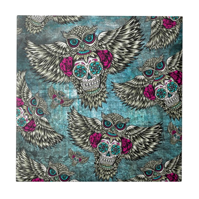 Corujas do Grunge com crânios do açúcar (Frente)