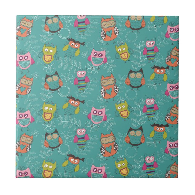 Corujas Doodled na cerceta (Frente)