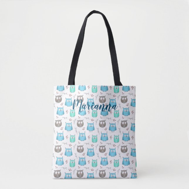 Corujas e Ramais Tote Bag Padrão (Frente)