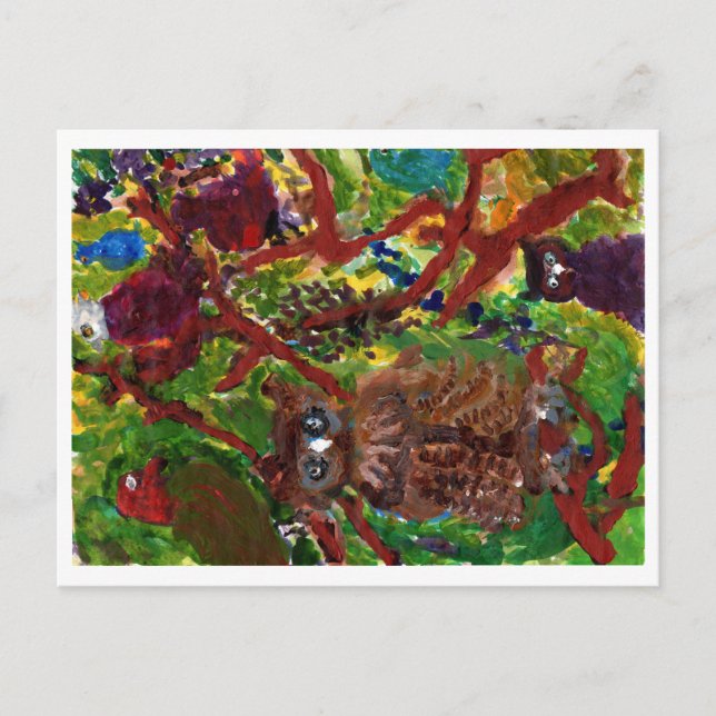 Corujas em uma árvore nº 2 cartão postal (Frente)