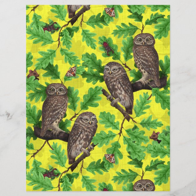 Corujas na Floresta em amarelo limão (Frente)