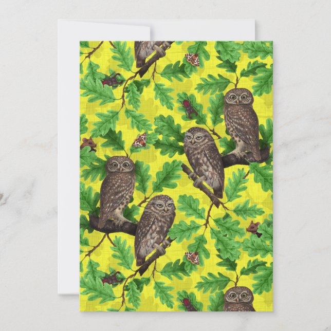 Corujas na Floresta em amarelo limão (Frente)