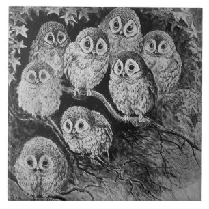 Corujas na Floresta, Louis Wain
