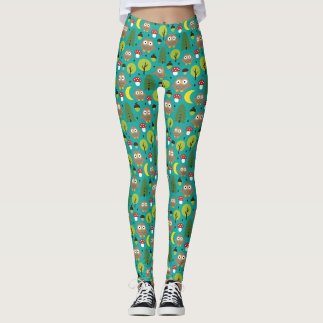 Corujas Nas Leggings Florestais (Frente)