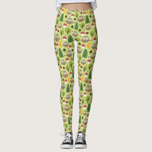 Corujas Nas Leggings Florestais